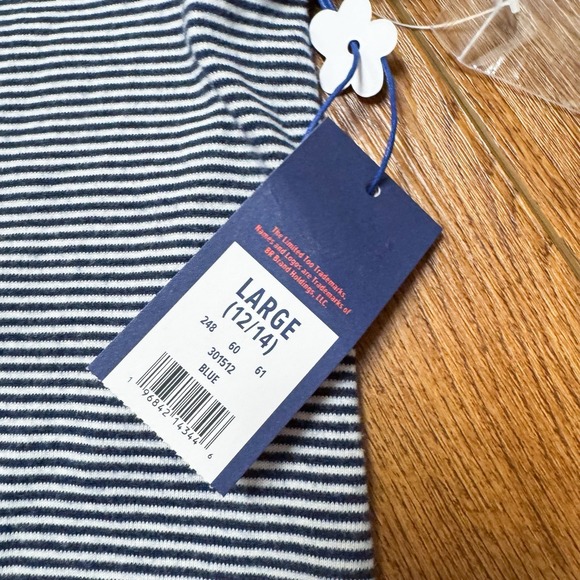 Limited Too Girls Button Front Tee LARGE 12/14 NWT! Navy White Stripe Crop Lace‎ - Picture 8 of 12